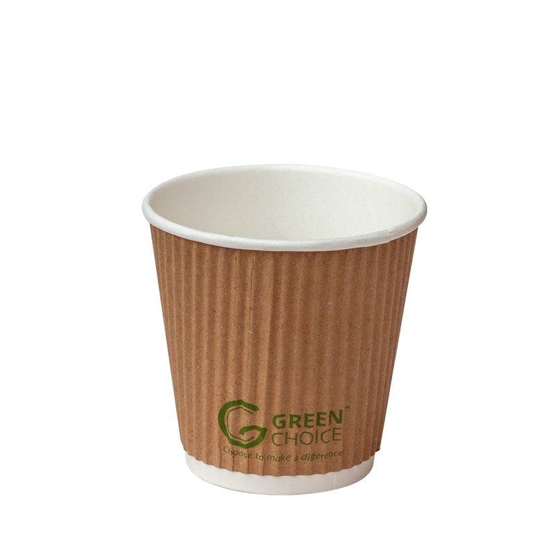 GREEN CHOICE Ripple Wall Cup PLA - 500pcs - 3 Sizes