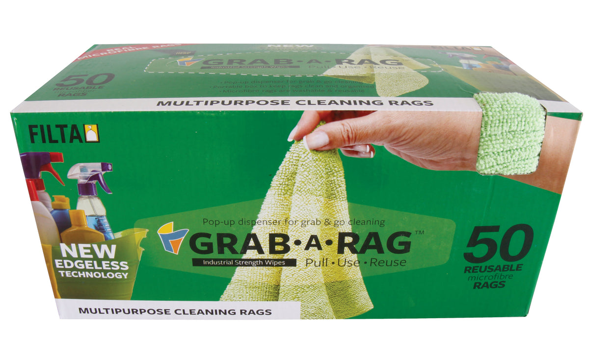FILTA GRAB-A-RAG Microfibre Rags 30CM X 30CM 50 PACK - 3 Colours