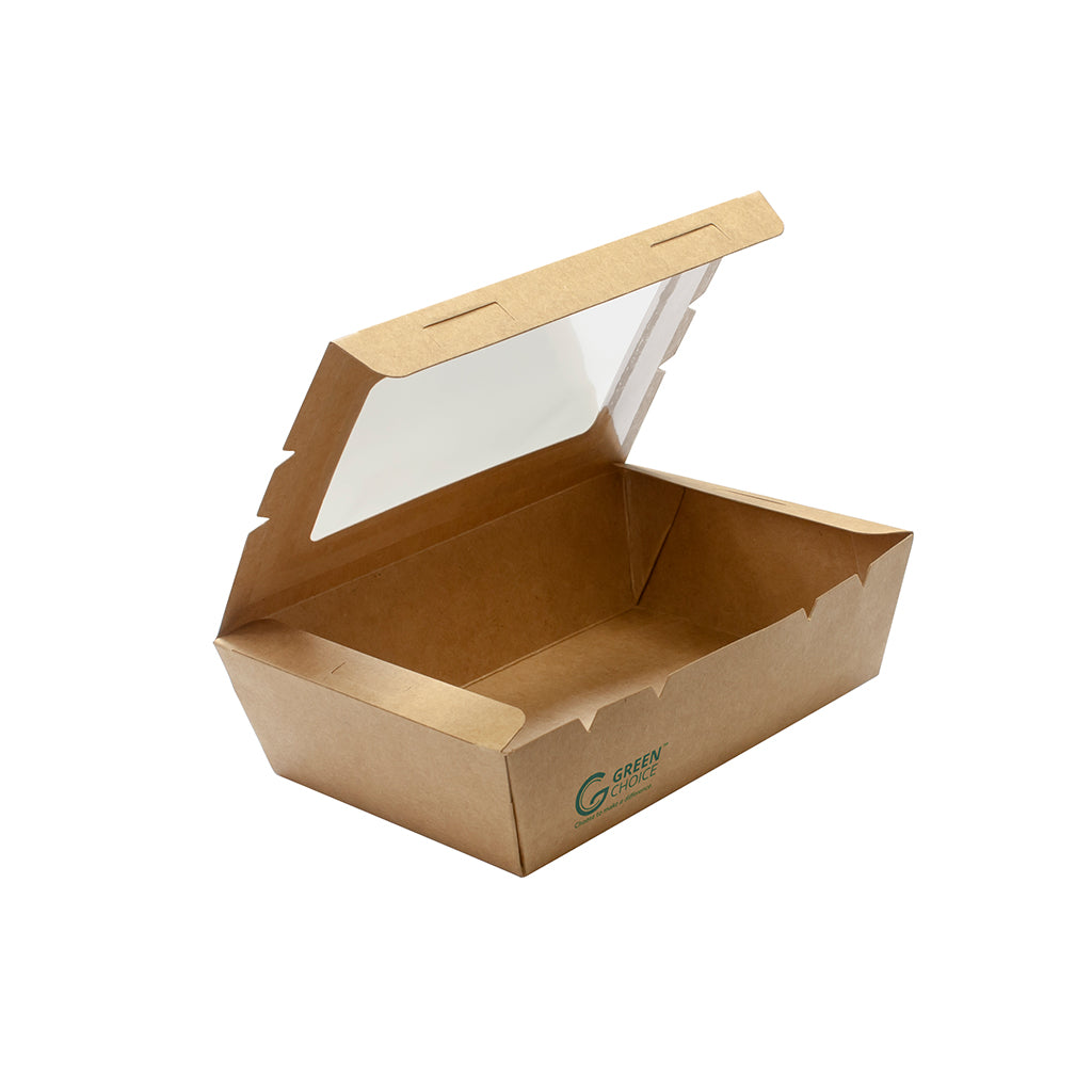 GREEN CHOICE Takeaway Box with window Kraft PLA - 200pcs - 3 Sizes