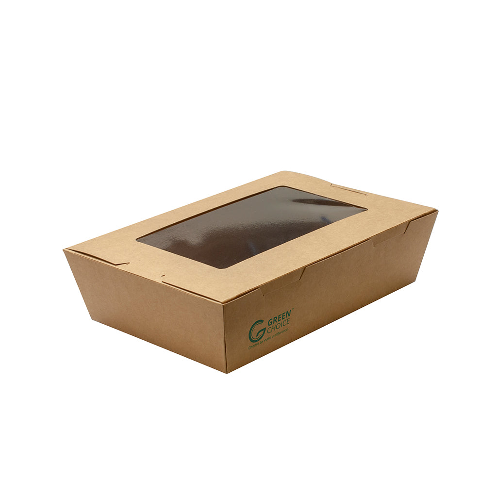GREEN CHOICE Takeaway Box with window Kraft PLA - 200pcs - 3 Sizes