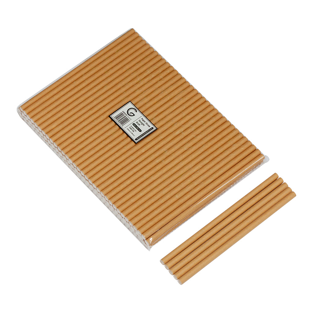 GREEN CHOICE Kraft Paper Straw Straight 200mm- 6mm & 8mm - 1000pcs