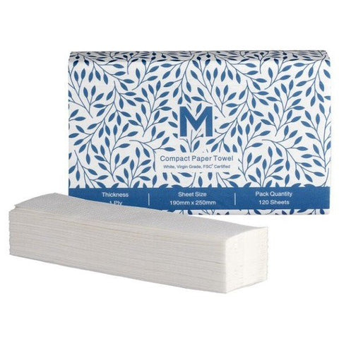 MATTHEWS Compact Paper Towel - White, 1 Ply, 190mm x 250mm, FSC® Mix (2400)