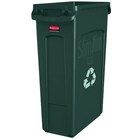 Rubbermaid Slim Jim Container with Venting Channels 87L Grey, Black, Green