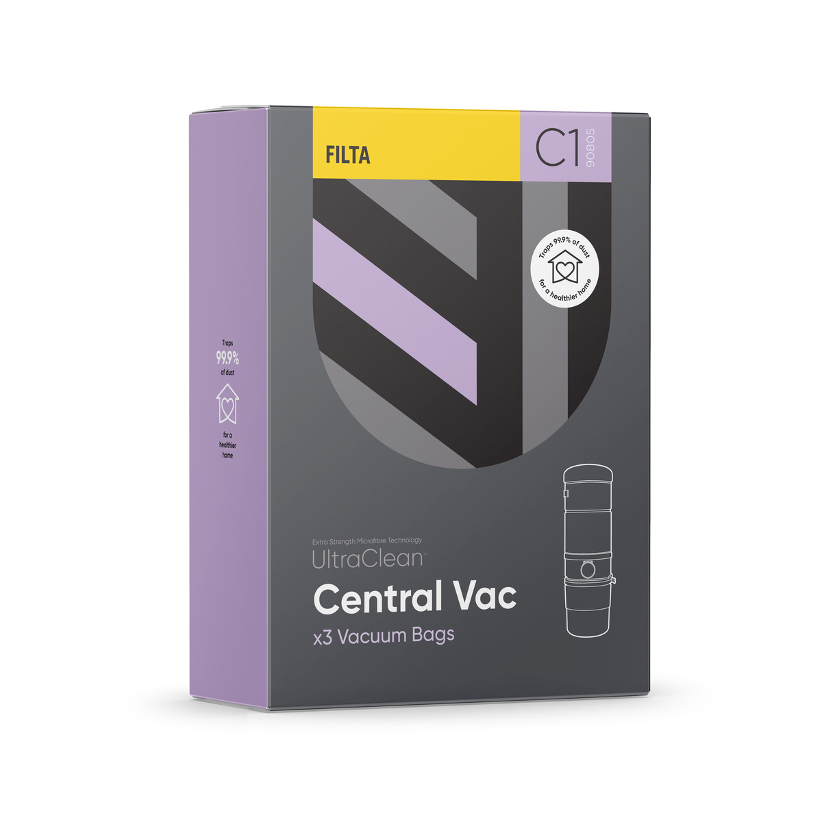 C1 - FILTA Vacuum Bags to suit CENTRAL VAC SYSTEMS - 3/pack
