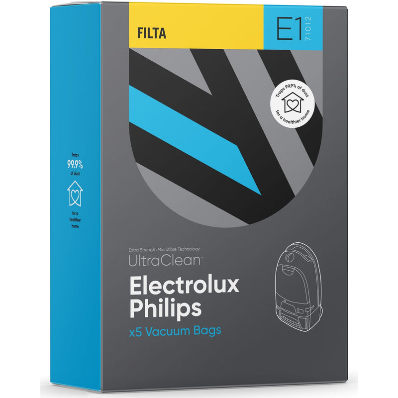 E1 - Ultraclean Vacuum Bags to suit ELECTROLUX, PHILIPS - 5 PACK