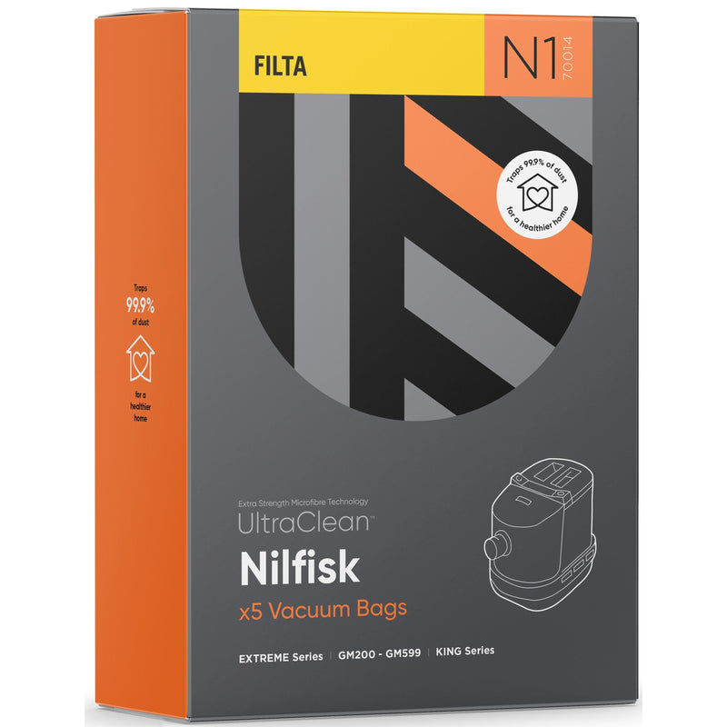 N1 - Ultraclean Vacuum Bags to suit NILFISK GM200-500 - 5 PACK