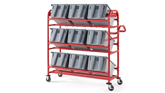 Rubbermaid Tote Picking Cart with Angled Shelves