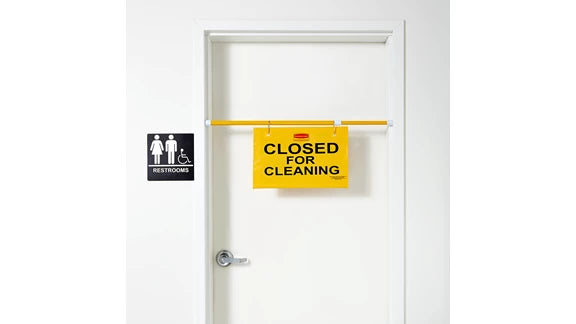 Rubbermaid 'Closed for Cleaning' Hanging Doorway Safety Sign, Yellow