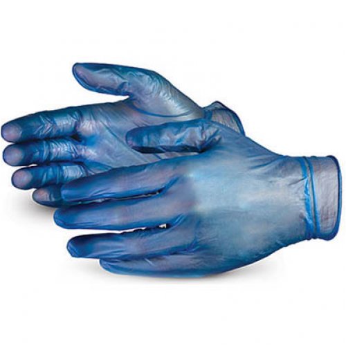 Hytec Blue Vinyl Gloves, Powder Free, 100/pack