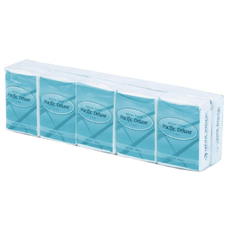 Pacific Hygiene Deluxe 3-Ply Pocket Pack Facial Tissue - 10 tissues/pack