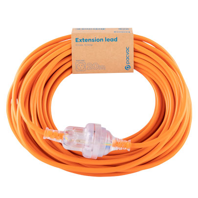 PACVAC Extension Lead, 3 Core 1mm, 20M - Orange