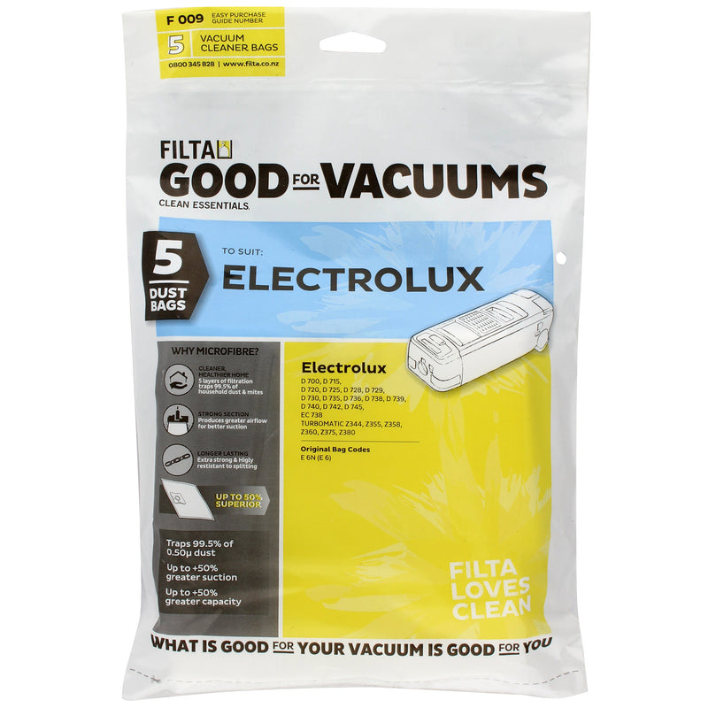 FILTA Vacuum Bags to suit ELECTROLUX Z355 - 5 PACK (F009)