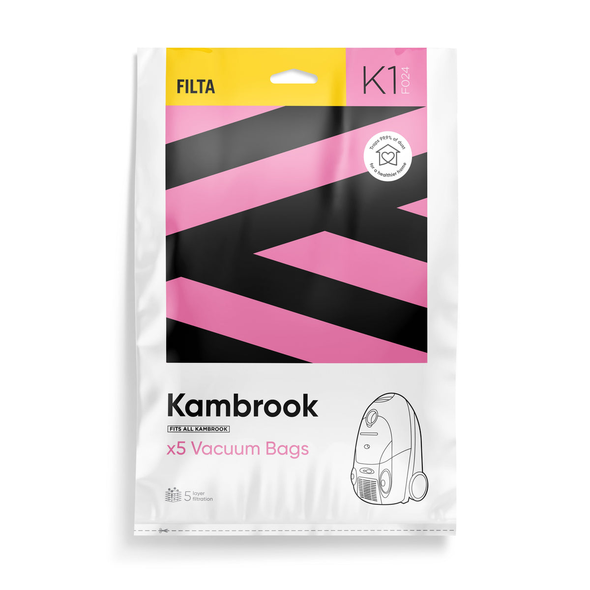 K1 - FILTA Vacuum Bags to suit KAMBROOK - 5 PK