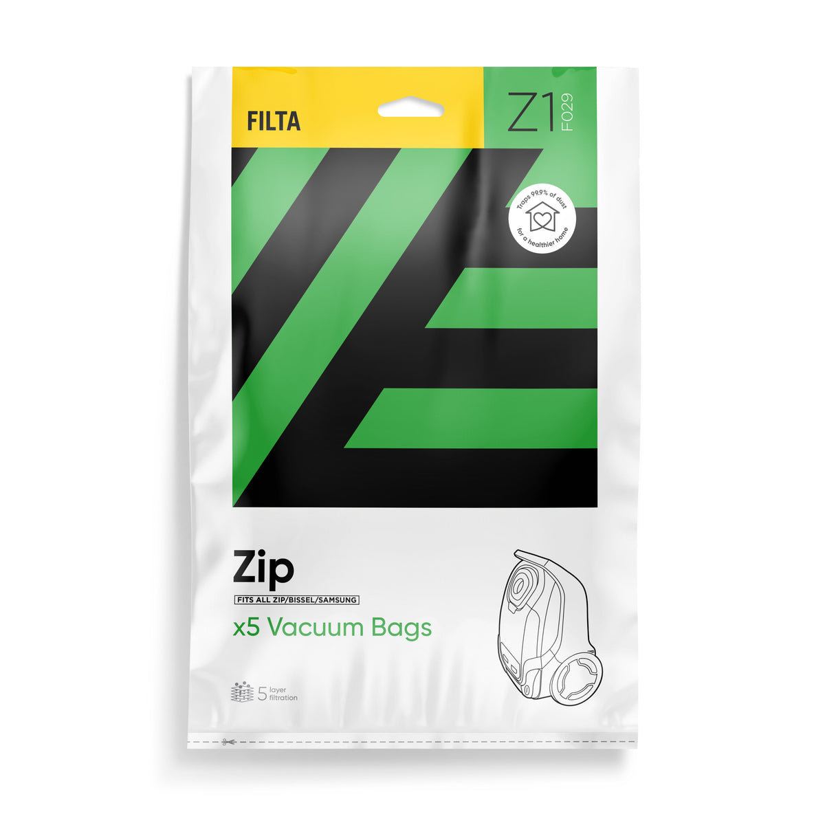 Z1 - FILTA Vacuum Bags to suit ZIP - 5 PK