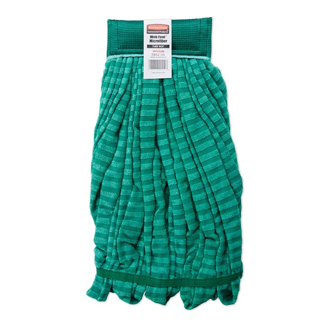 Rubbermaid Medium Web Foot® Microfiber Tube Mop, 5" Headband, Green