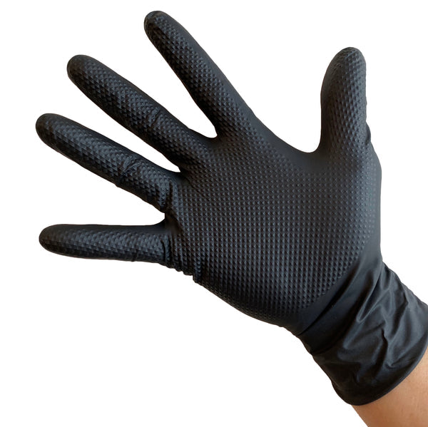 Hytec Black Nitrile Textured HD Gloves, Powder Free, 100/pack