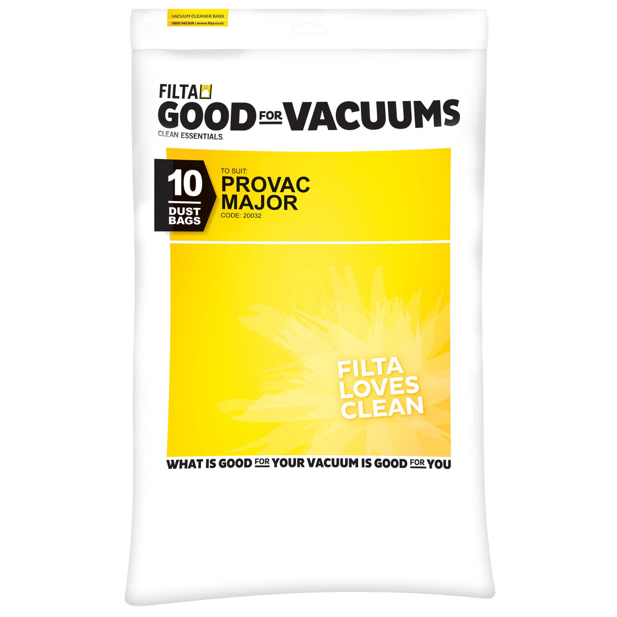 FILTA 5D Paper Vacuum Bags to suit PROVAC MAJOR - 10 Pack