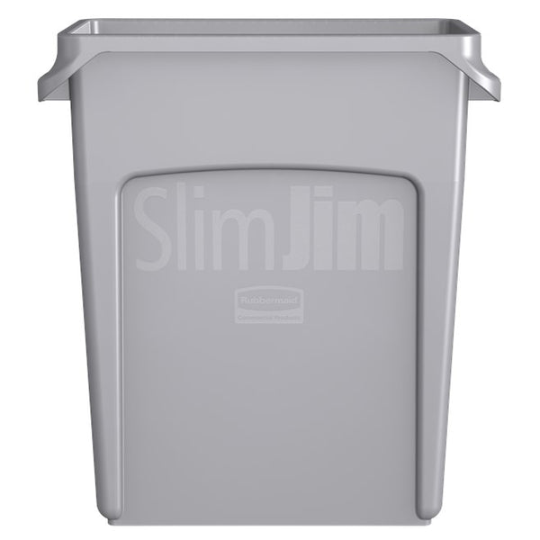 Rubbermaid Slim Jim Container with Venting Channels 60L - Grey and Black