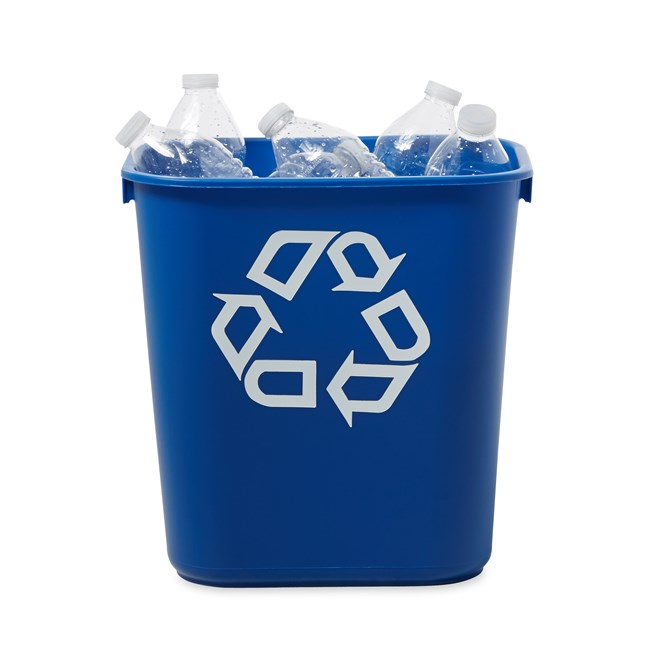 Rubbermaid Wastebasket Rectangle 12.9L - Black , Grey or Blue Recycled