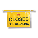 Rubbermaid 'Closed for Cleaning' Hanging Doorway Safety Sign, Yellow
