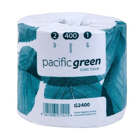 Recycled 2 Ply Green Toilet Roll - 400 sheets/roll, 48 rolls/case