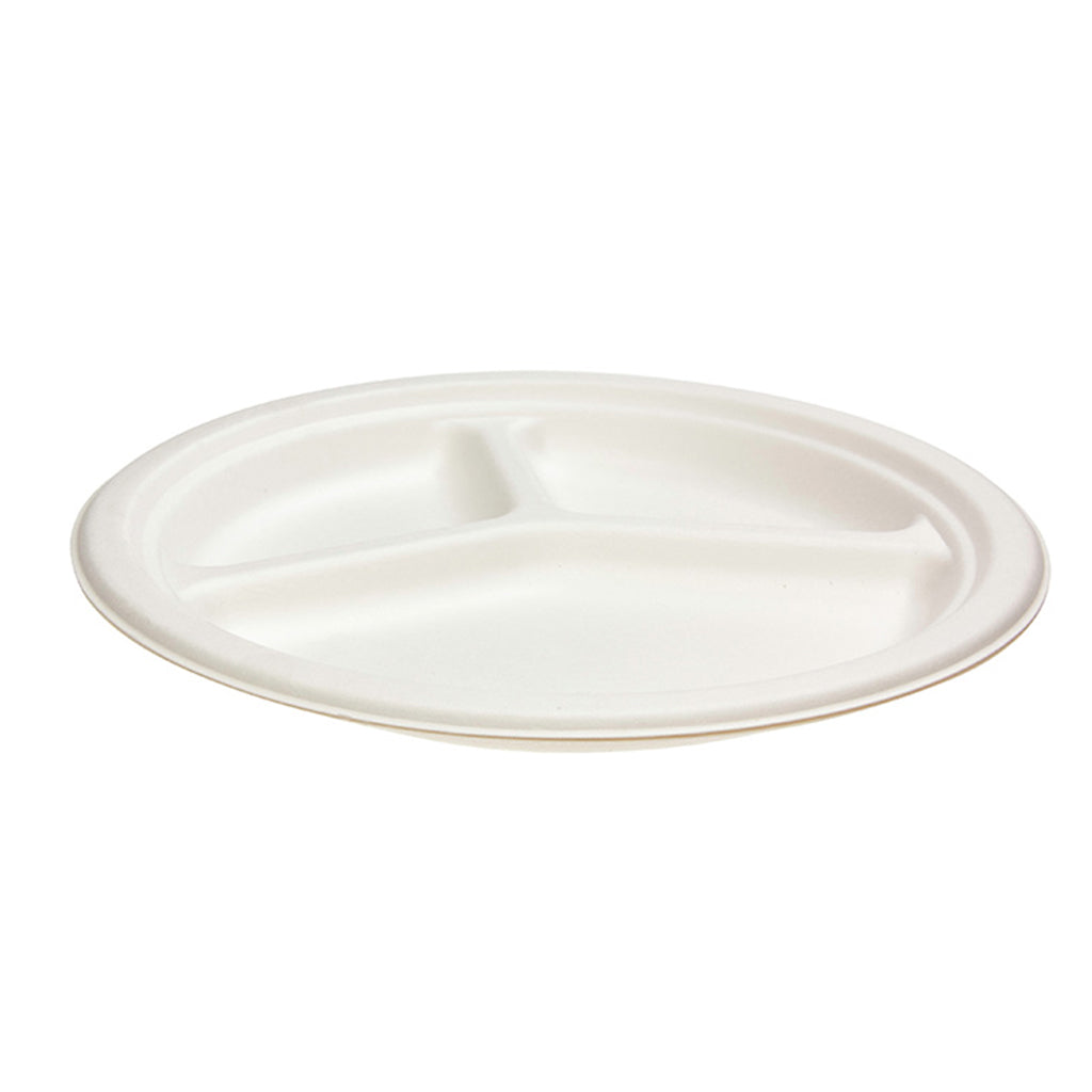 GREEN CHOICE Sugar Cane 3 Compartment Plate 10" - 500pcs