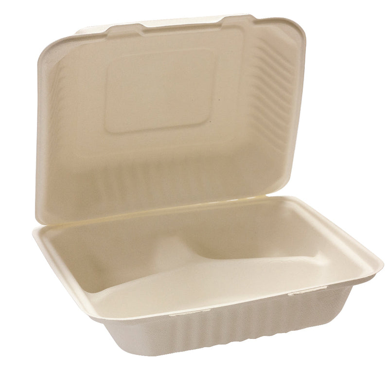 GREEN CHOICE Sugar Cane 3 Compartment Square Clamshell - 200pcs