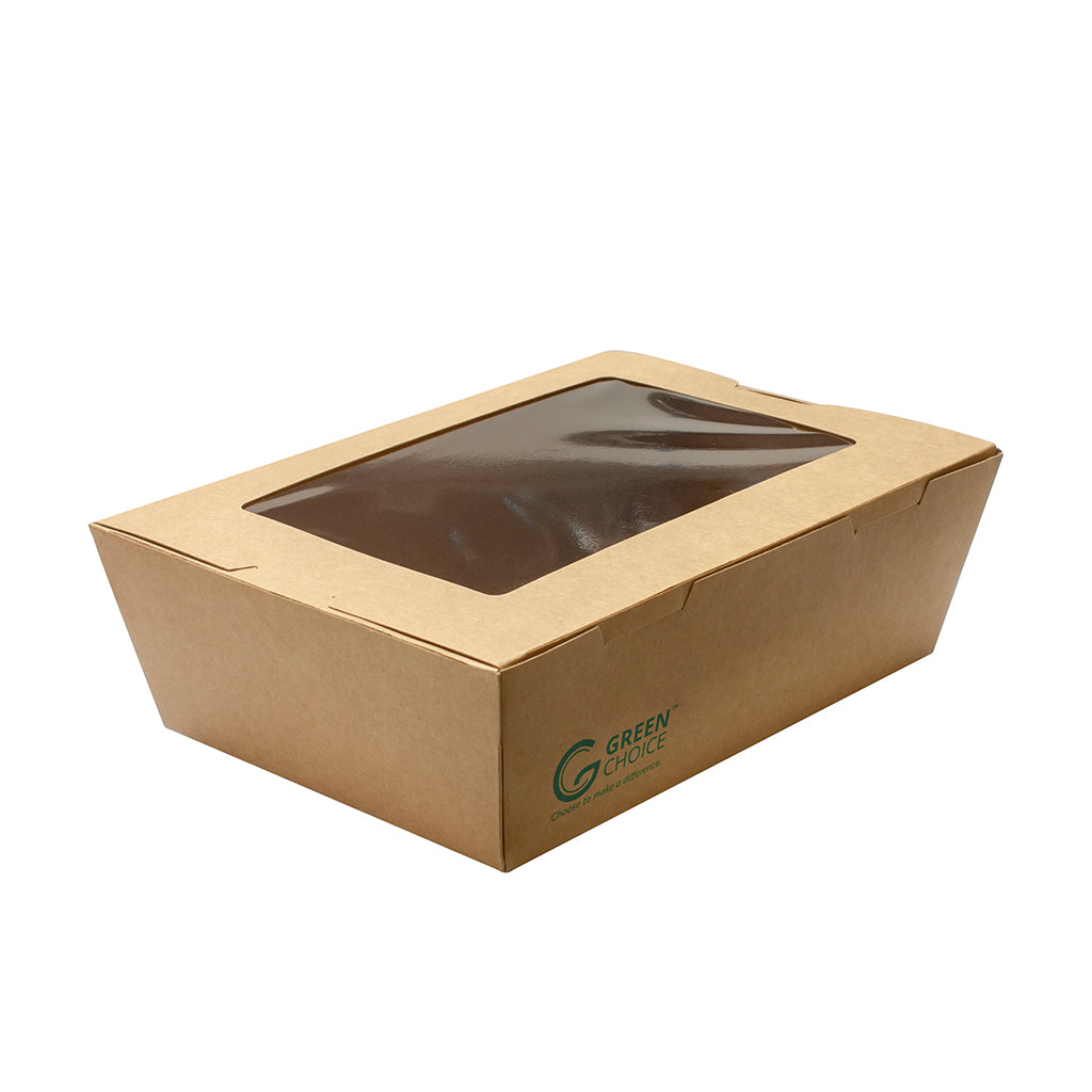 GREEN CHOICE Takeaway Box with window Kraft PLA - 200pcs - 3 Sizes