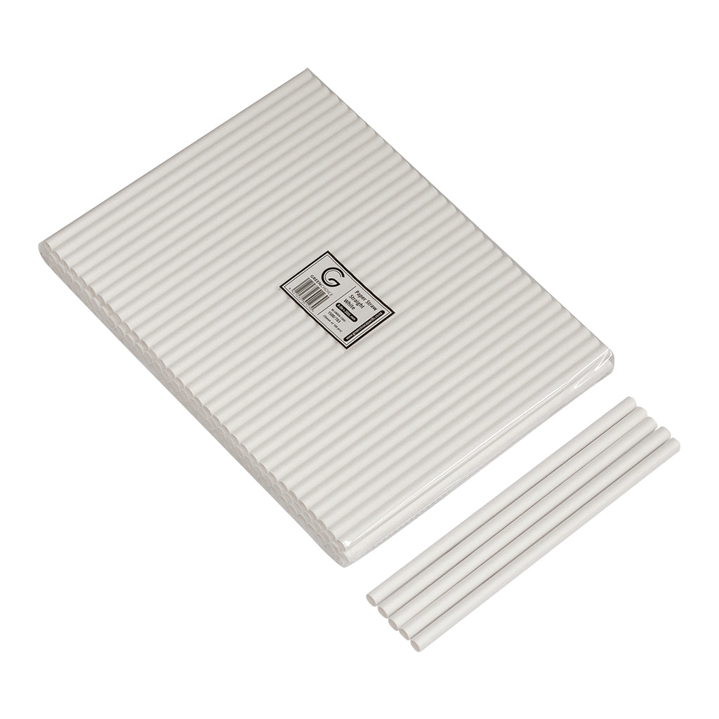 GREEN CHOICE White Paper Straw Straight 200mm - 6mm & 8mm - 1000pcs