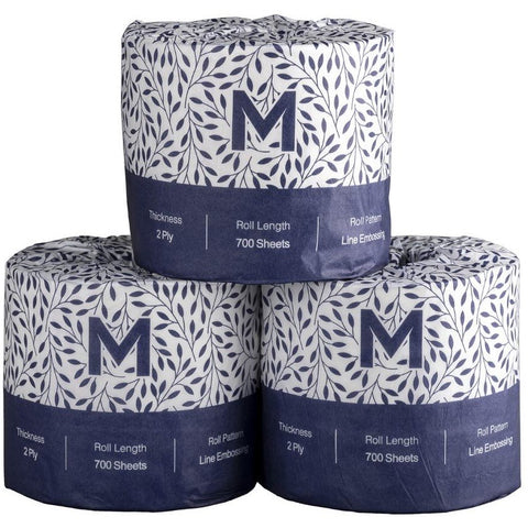 MATTHEWS Wrapped 2 Ply Toilet Roll - 700 sheets/roll, 48 rolls/case