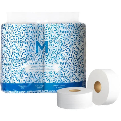 MATTHEWS 2 Ply Jumbo Toilet Roll Bale- 300m/roll, 8 rolls/case FSC