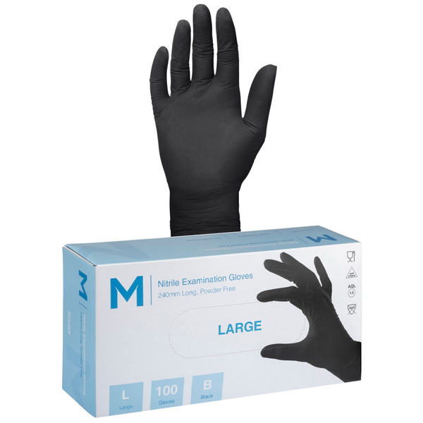Matthews Black Nitrile Gloves, Powder Free, 7.0grm