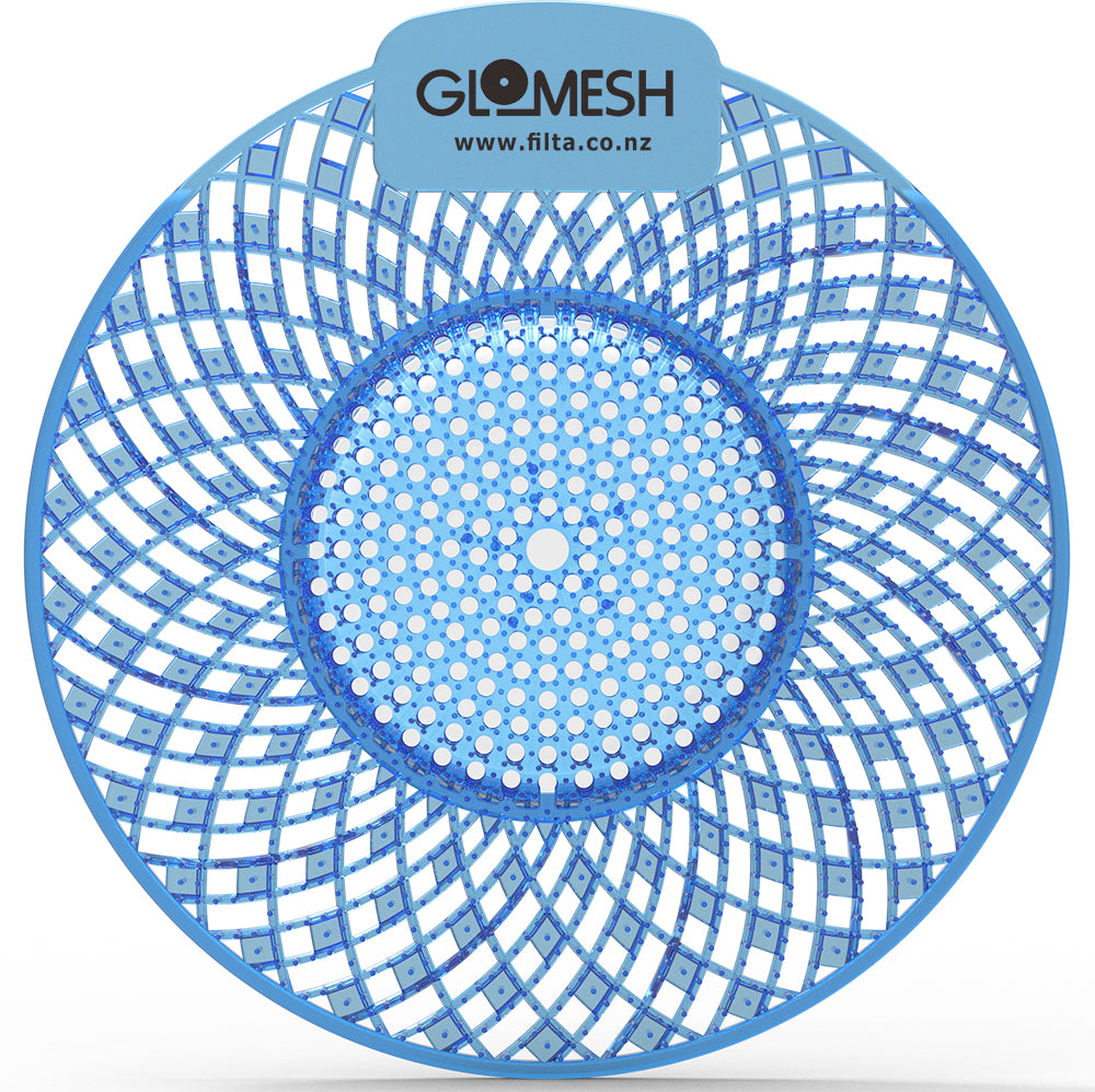 GLOMESH Spiral Biological Urinal Screen with Anti Splash - 2 Fragrances - 10 Pack