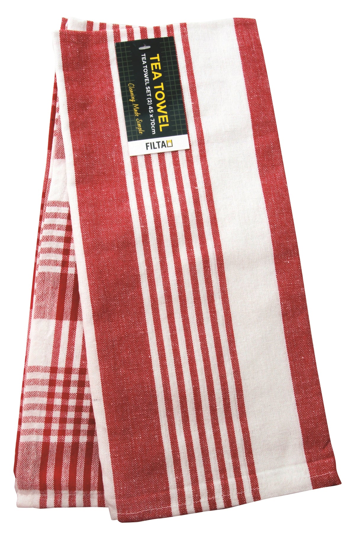 FILTA Cotton Tea Towel Royal Black or Red (45CM X 70CM) Bulk Pack of 8