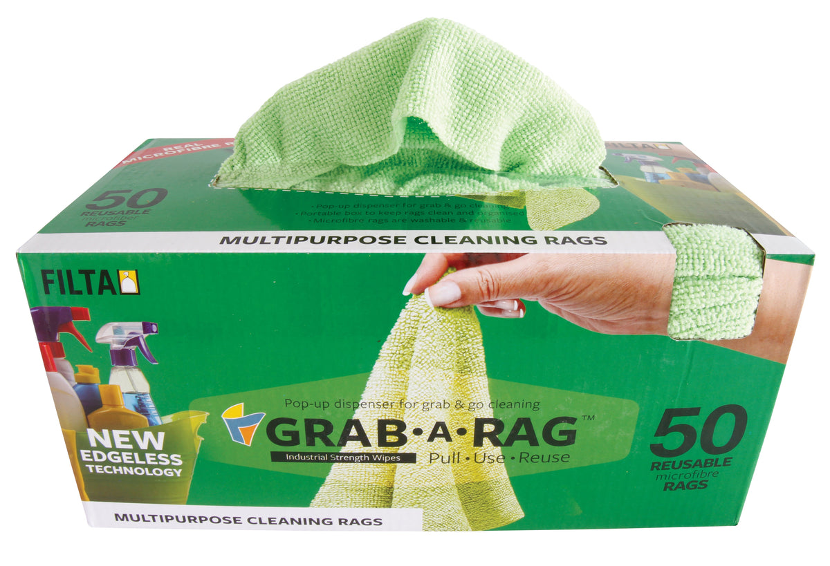 FILTA GRAB-A-RAG Microfibre Rags 30CM X 30CM 50 PACK - 3 Colours