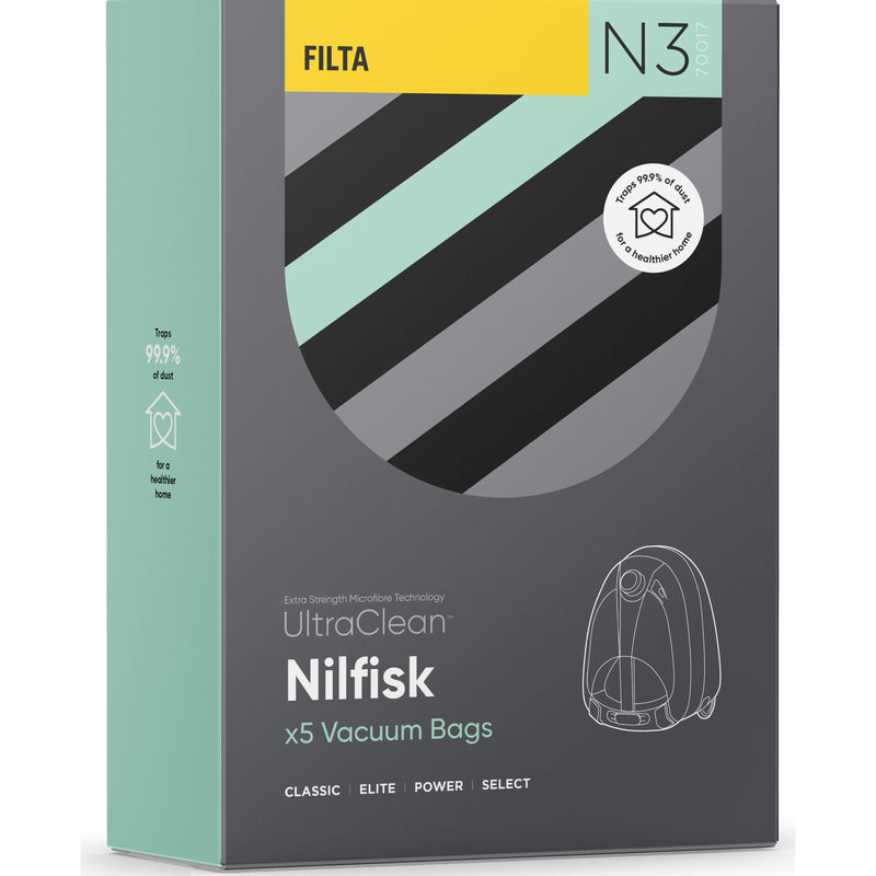 N3 - Ultraclean Vacuum Bags to suit NILFISK Classic/Elite/Power/Select - 5 PACK