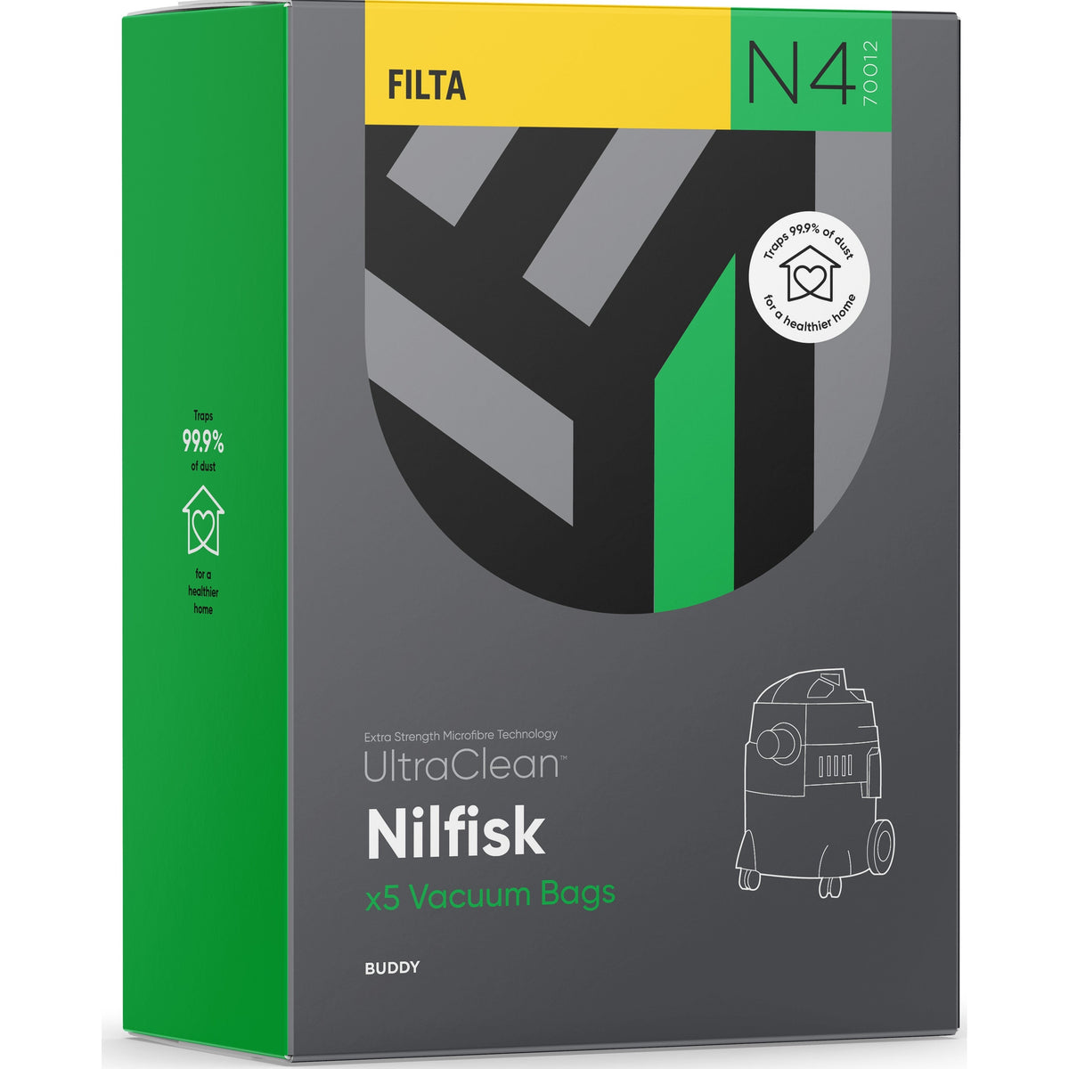 N4 - Ultraclean Vacuum Bags to suit NILFISK Buddy - 5 PACK