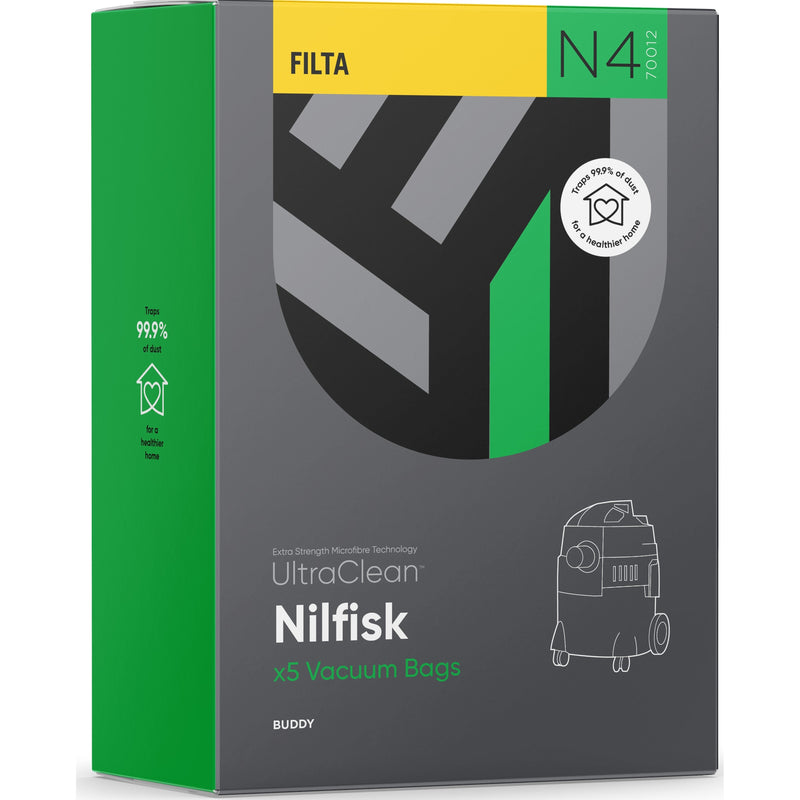 N4 - Ultraclean Vacuum Bags to suit NILFISK Buddy - 5 PACK
