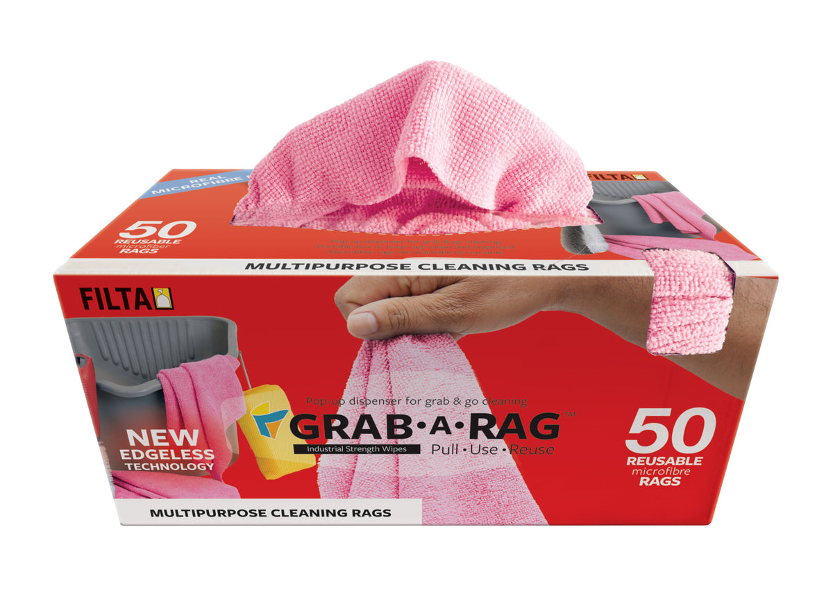 FILTA GRAB-A-RAG Microfibre Rags 30CM X 30CM 50 PACK - 3 Colours