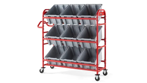 Rubbermaid Tote Picking Cart with Angled Shelves