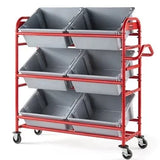Rubbermaid Tote Picking Cart with Angled Shelves