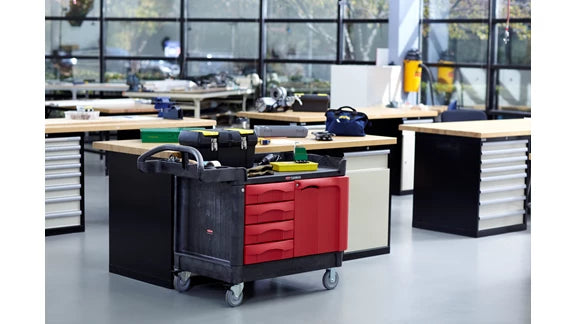 Rubbermaid TRADEMASTER Cart with 4 drawers and cabinet - Small