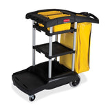 Rubbermaid Janitorial Cleaning Cart, High Capacity, Black