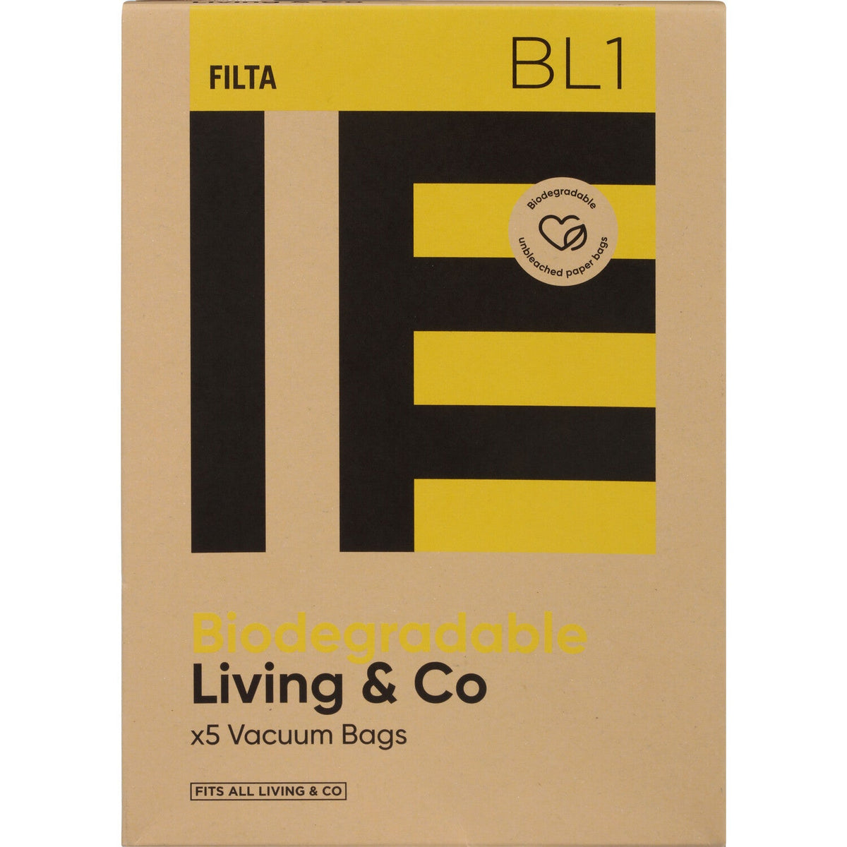 BL1 -Ultraclean Paper Vacuum Bags to suit LIVING & CO - 5 PK