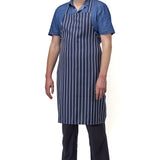 FILTA Butcher Bib Apron Navy Striped (Bulk Buy Pack of 5)