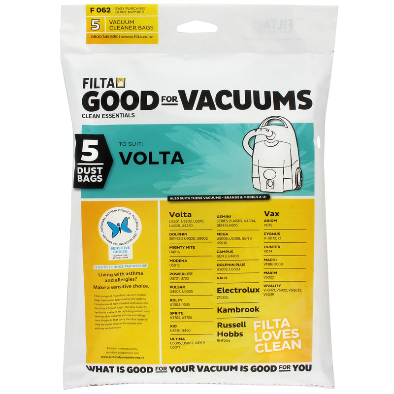FILTA Vacuum Bags to suit VOLTA - 5 PACK (F062)