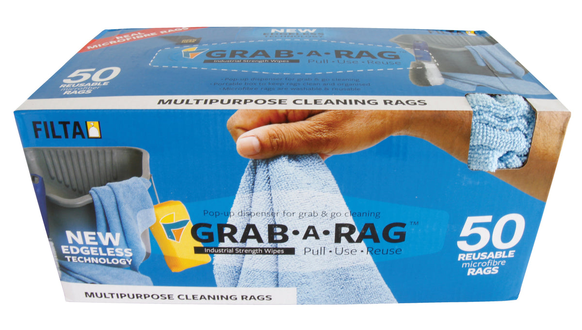FILTA GRAB-A-RAG Microfibre Rags 30CM X 30CM 50 PACK - 3 Colours