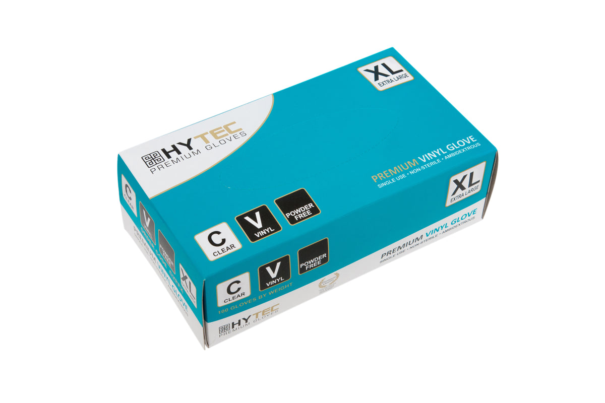 Hytec Clear Vinyl Gloves, Powder Free, 100/pack