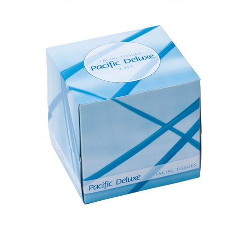 Pacific Hygiene Deluxe 2-Ply Facial Tissue Cube - 90 tissues/pack, 48 packs/case