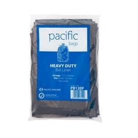 Pacific Bags Bin Liners, 44 Gallon/120L Black - 25 bags/pack, 8 pack/case